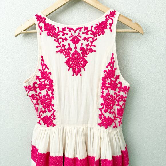 ANTHROPOLOGIE x LEIFSDOTTIR | Azalea Stitched Embroidered Dress Pink | Size 8 - Picture 4 of 9